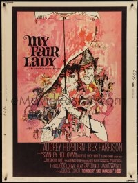 4c0051 MY FAIR LADY 30x40 1964 classic art of Audrey Hepburn & Rex Harrison by Bob Peak!