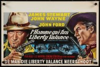 4c0244 MAN WHO SHOT LIBERTY VALANCE Belgian 1962 John Ford, art of John Wayne & James Stewart