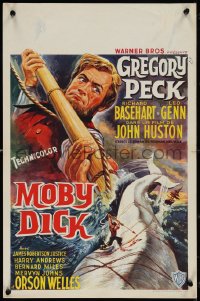 4c0246 MOBY DICK Belgian 1956 John Huston, great art of Gregory Peck & the giant whale, ultra rare!