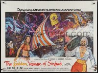 4c0037 GOLDEN VOYAGE OF SINBAD British quad 1973 Ray Harryhausen, great fantasy art by Bysouth!