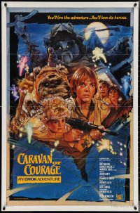 4c0802 CARAVAN OF COURAGE style B int'l 1sh 1984 An Ewok Adventure, Star Wars, art by Drew Struzan!