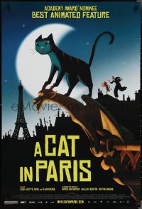 4c0805 CAT IN PARIS 1sh 2010 Une vie de chat, cool art of feline & Eiffel Tower!