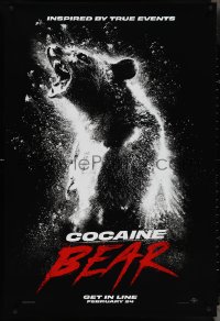 4c0809 COCAINE BEAR teaser 1sh 2023 black bear that ingested a duffel bag of cocaine in 1985!