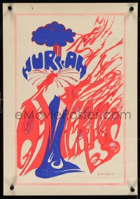 4c0166 HURRAH AMERICA 17x24 commercial poster 1967 psychedelic black light art of woman flag dress!