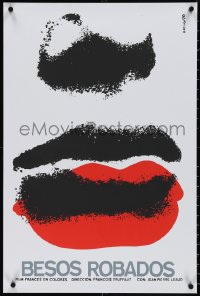 4c0460 STOLEN KISSES Cuban R1990s Francois Truffaut's Baisers Voles, silkscreen lips art by Azcuy!