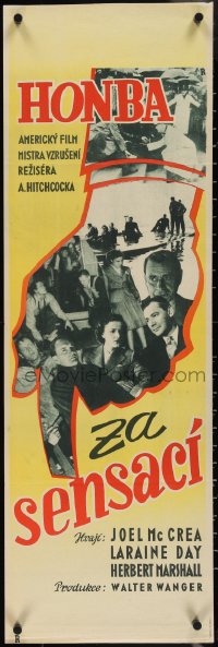 4c0378 FOREIGN CORRESPONDENT Czech 12x36 1940 Alfred Hitchcock, Joel McCrea & Day in WWII, rare!