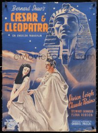4c0509 CAESAR & CLEOPATRA Danish 1947 different K. Wenzel art of Vivien Leigh & Rains by Sphinx!