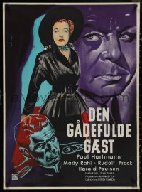 4c0522 LADY IN BLACK Danish 1953 Paul Hartmann, Mady Rahl, moody different art!