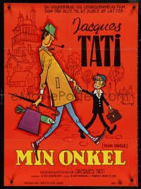 4c0526 MON ONCLE Danish R1970s My Uncle, Jacques Tati as Mr. Hulot, ultra rare red style!