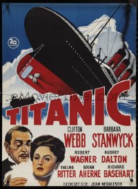 4c0542 TITANIC Danish 1954 Clifton Webb, Barbara Stanwyck, legendary ship sinking, ultra rare!