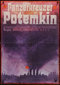 4c0345 BATTLESHIP POTEMKIN East German 23x32 R1977 Sergei Eisenstein's early Russian war classic!