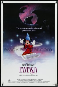 4c0843 FANTASIA 1sh R1985 Mickey from Sorcerer's Apprentice & Chernabog from Night on Bald Mountain!