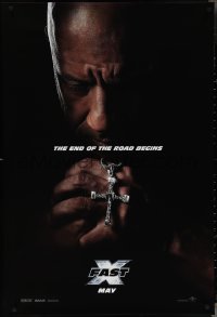 4c0846 FAST X teaser DS 1sh 2023 image of Vin Diesel praying with diamond-studded cross in hands!