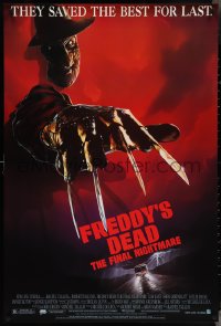 4c0853 FREDDY'S DEAD 1sh 1991 great art of Robert Englund as Freddy Krueger!