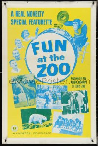4c0859 FUN AT THE ZOO 1sh R1960s St Louis Zoo, great different image of chimp and drum, more!