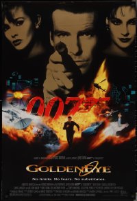 4c0869 GOLDENEYE 1sh 1995 cast image of Pierce Brosnan as Bond, Isabella Scorupco, Famke Janssen!