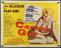 4c0282 CAREER GIRL 1/2sh 1959 super sexy near-naked June Wilkinson holding leopard skin!