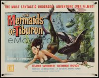 4c0297 MERMAIDS OF TIBURON 1/2sh 1962 art of sexy mermaid & shark, plunge into undersea adventure!