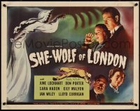 4c0306 SHE-WOLF OF LONDON signed 1/2sh 1946 by Martin Kosleck, hooded phantom + cast headshots!