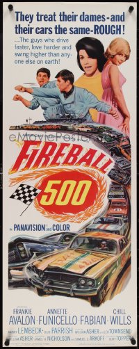 4c0093 FIREBALL 500 insert 1966 Frankie Avalon & sexy Annette Funicello, cool stock car racing art!