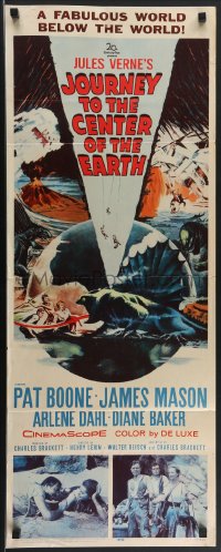 4c0102 JOURNEY TO THE CENTER OF THE EARTH insert 1959 Jules Verne, great sci-fi monster artwork!