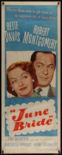 4c0103 JUNE BRIDE insert 1948 Bette Davis & Robert Montgomery in the happiest hit of their lives!
