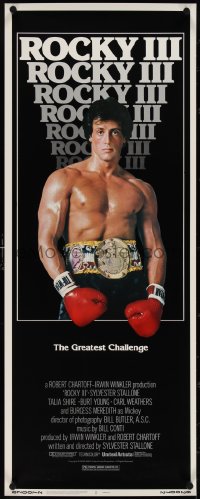4c0115 ROCKY III insert 1982 great image of boxer & director Sylvester Stallone w/gloves & belt!