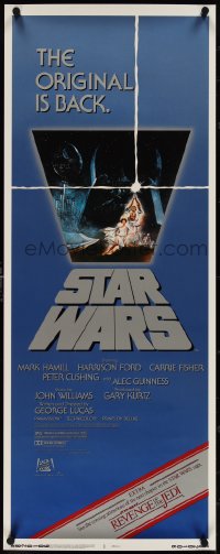 4c0119 STAR WARS insert R1982 George Lucas, art by Tom Jung, advertising Revenge of the Jedi!