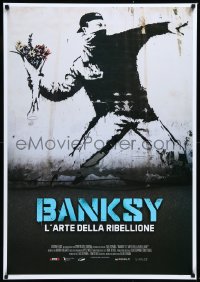 4c0382 BANKSY & THE RISE OF OUTLAW ART Italian 1sh 2020 art of rioter 'throwing' flowers!