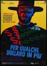 4c0385 FOR A FEW DOLLARS MORE Italian 1sh R2014 Leone, Papuzza cowboy western art of Eastwood!