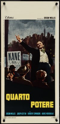 4c0070 CITIZEN KANE Italian locandina R1966 art of director/star Orson Welles campaigning!