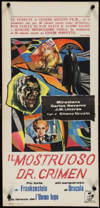 4c0071 EL MONSTRUO RESUCITADO Italian locandina 1960 Chano Urueta, wacky sci-fi horror art!