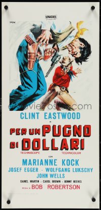 4c0072 FISTFUL OF DOLLARS Italian locandina R1970s different artwork of generic cowboy by Symeoni!