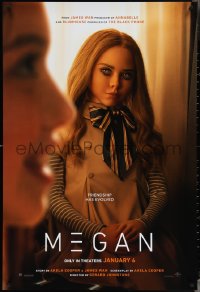 4c0945 M3GAN teaser DS 1sh 2022 more than a toy, she is family, very creepy horror sci-fi image!