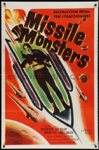 4c0957 MISSILE MONSTERS 1sh 1958 aliens bring destruction from the stratosphere, wacky sci-fi art!