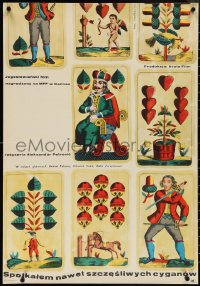 4c0574 I EVEN MET HAPPY GYPSIES Polish 23x33 1968 Petrovic, cool Stanislaw Zamecznik tarot card art!