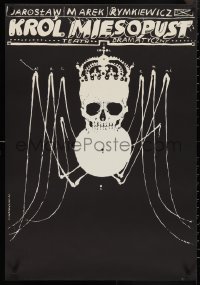 4c0576 KING OF MEAT stage play Polish 23x33 1971 creepy Franciszek Starowieyski art of skull spider!