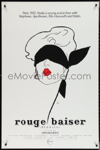 4c0996 RED KISS 1sh 1986 Rouge Baiser, cool minimalist art of sexy masked woman by Rene Gruau!