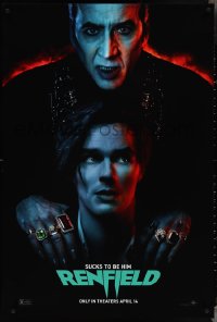 4c0997 RENFIELD teaser DS 1sh 2023 Nicolas Cage as Dracula, Nicholas Hoult in the title role!