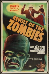 4c1003 REVOLT OF THE ZOMBIES 1sh R1947 cool artwork, they're not dead and they're not alive!