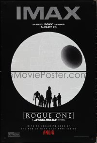 4c1009 ROGUE ONE IMAX DS 1sh R2022 Star Wars, art of Death Star with silhouettes of the cast!