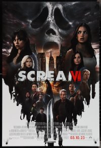4c1016 SCREAM VI advance DS 1sh 2023 creepy montage of top cast and mask, New York, new rules!