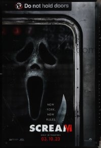 4c1017 SCREAM VI teaser DS 1sh 2023 creepy mask and knife, do not hold doors, New York, new rules!
