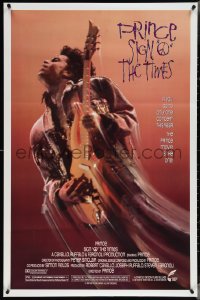 4c1028 SIGN 'O' THE TIMES 1sh 1987 rock and roll concert, great image of Prince w/guitar!