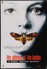 4c1030 SILENCE OF THE LAMBS style A teaser DS 1sh 1991 image of Jodie Foster with moth over mouth!