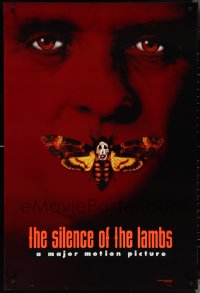 4c1029 SILENCE OF THE LAMBS style B teaser DS 1sh 1991 image of Anthony Hopkins with moth over mouth!