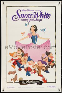 4c1039 SNOW WHITE & THE SEVEN DWARFS foil 1sh R1987 Walt Disney cartoon fantasy classic!