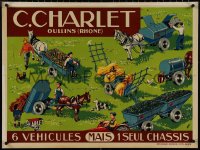 4c0353 C.CHARLET 23x31 French advertising poster 1940s 6 vehicles but only 1 chassis, ultra rare!