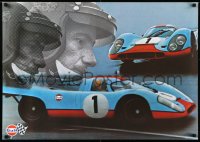 4c0354 GULF PORSCHE 917 2-sided 24x33 Swiss advertising poster 1970s Jo Siffert & schematic of racer!