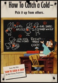 4c0182 HOW TO CATCH A COLD 14x20 special poster 1951 Disney health class cartoon, blackboard!